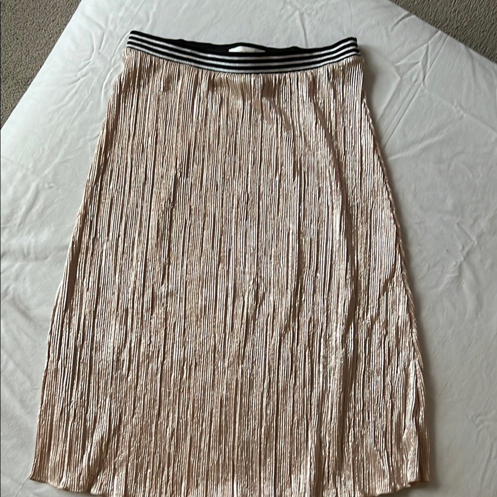 Elegant Cream Pleated Skirt